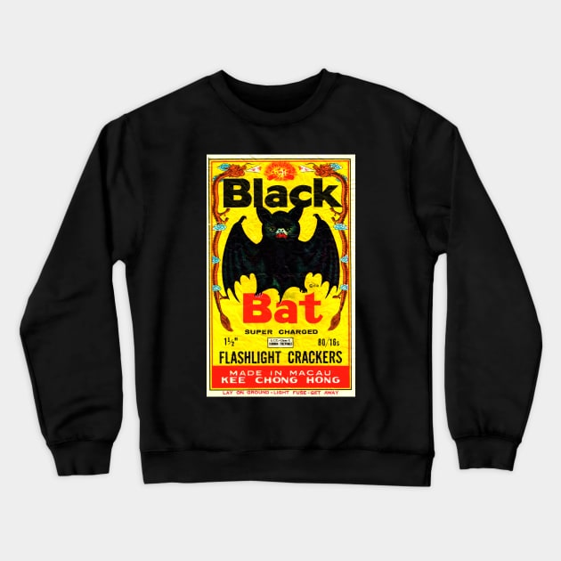 Black Bat Vintage Firecrackers Crewneck Sweatshirt by chilangopride